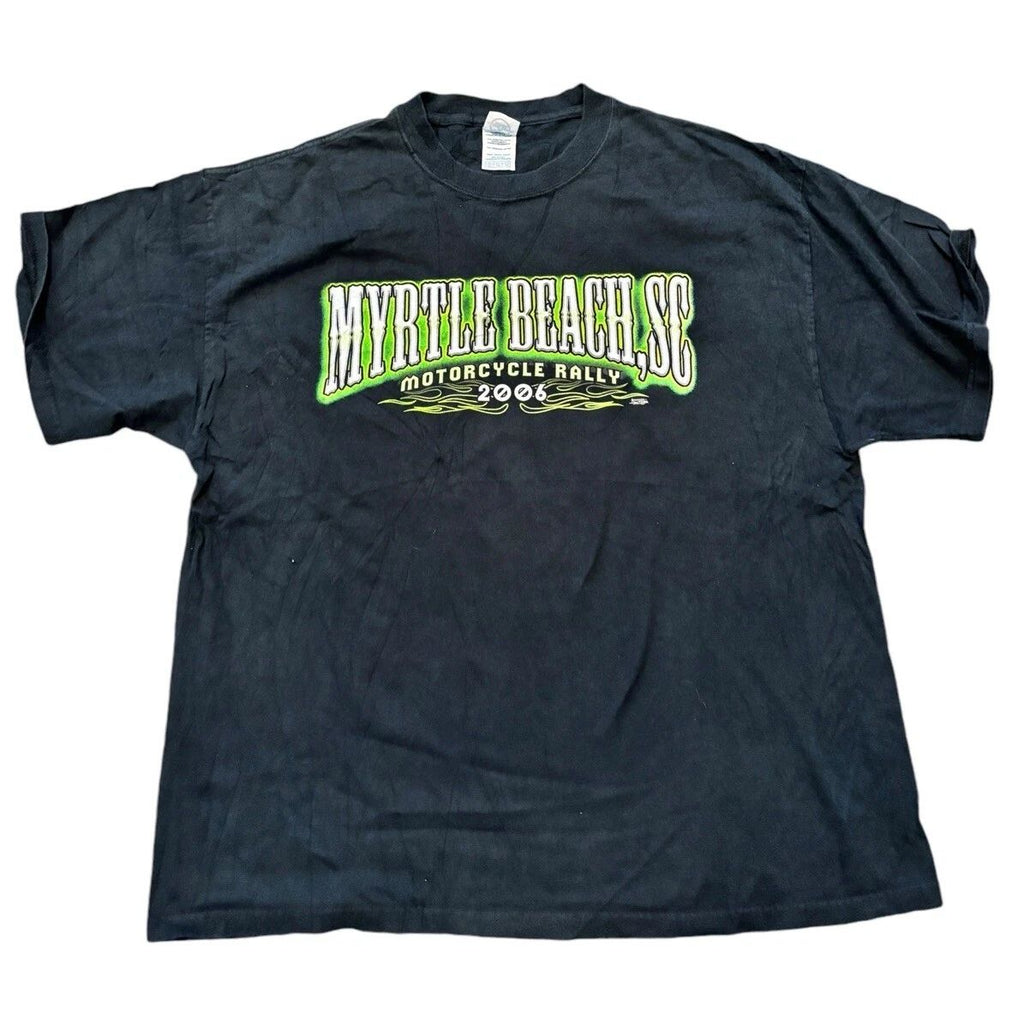 Myrtle Beach SC 2006 Motorcycle Rally Black/Green XL T-Shirt Lightning Dice