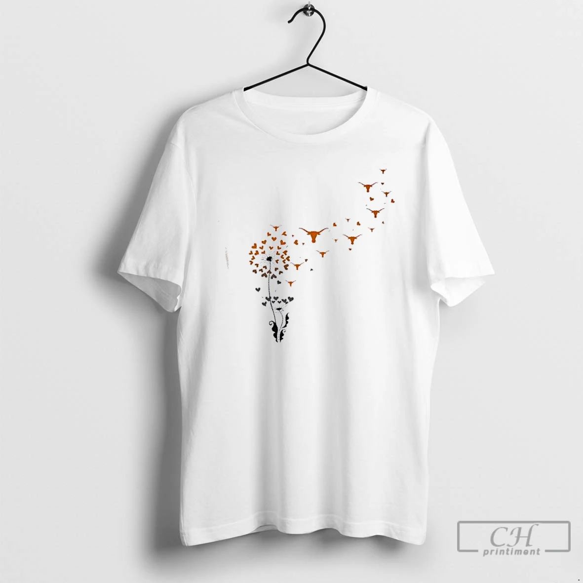 Classic Dandelion Flower Texas Longhorn Football Logo T Shirts