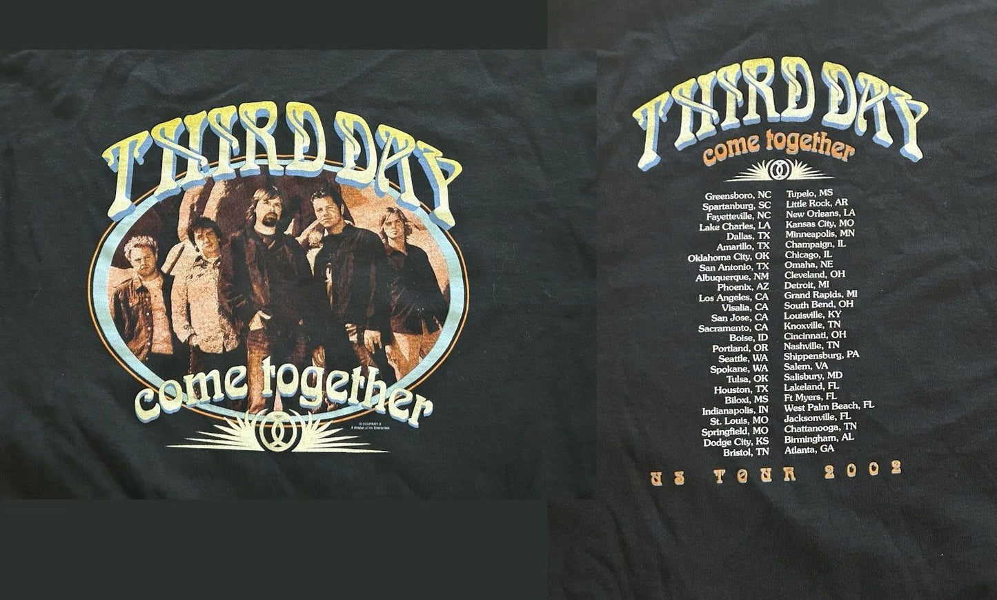2 Sides Third Day Come Together US 2002 Tour Shirt Black Unisex S-5XL EM1402