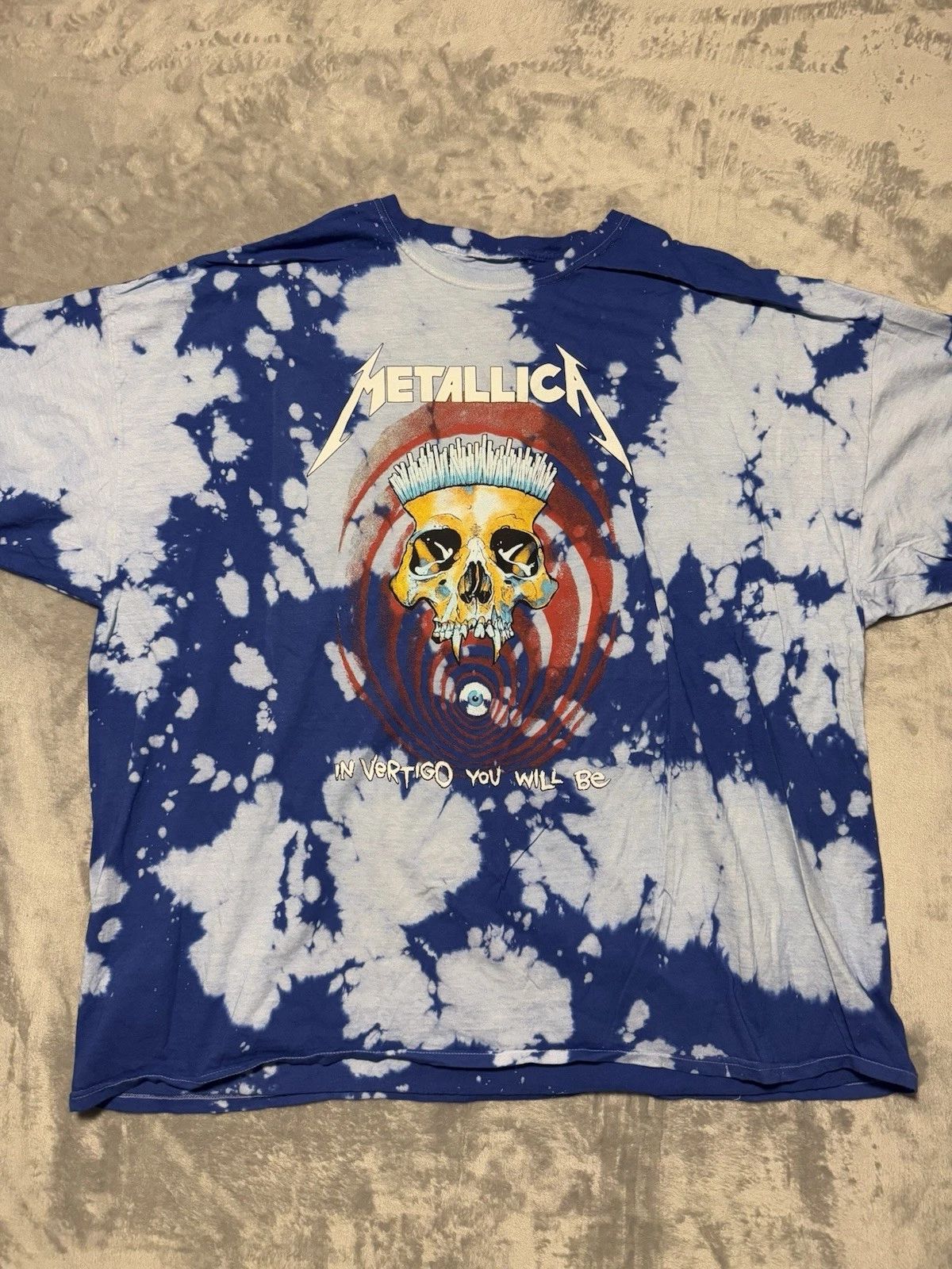 NWOT Metallica In Vertigo You Will Be Skull Tie Dye Graphic Shirt Blue SIZE 4XL