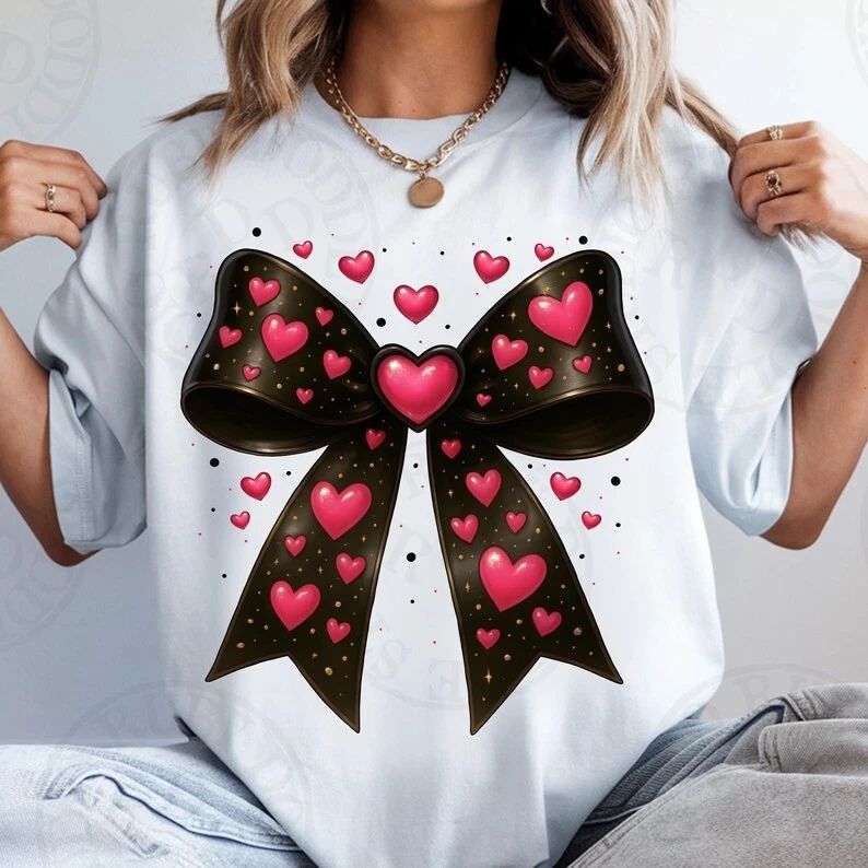 Checkered Bow Valentine Aesthetic Comfort Tee
