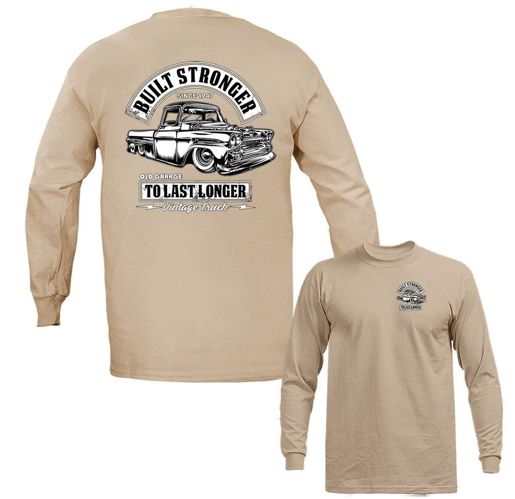 Built Stronger Vintage Truck Hot Rod Classic Vehicle Car Automobile Long Sleeve