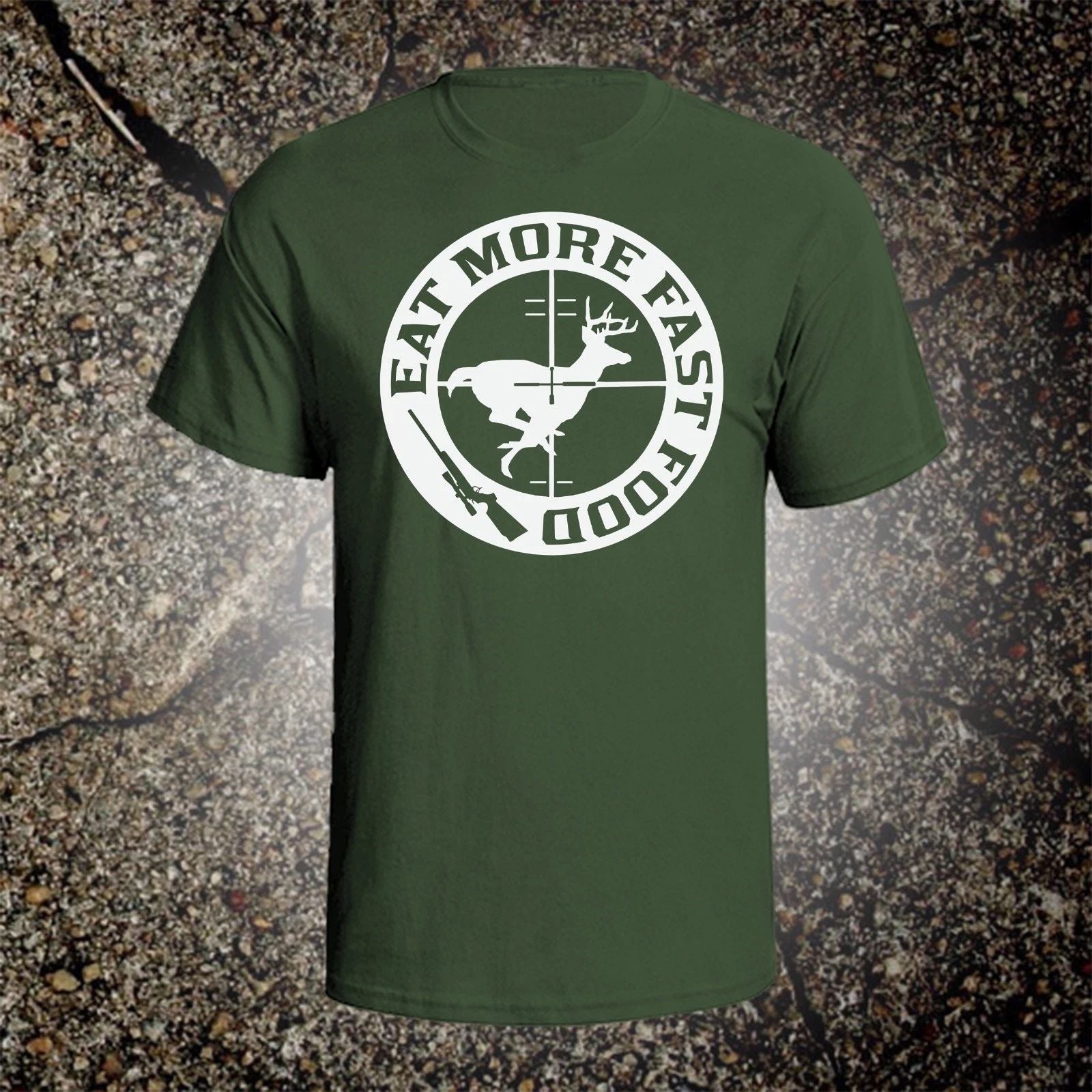 Eat More Fast Food hunting vintage style graphic t shirt tee browning ruger