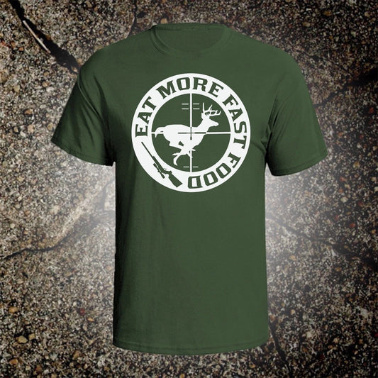 Eat More Fast Food hunting vintage style graphic t shirt tee browning ruger