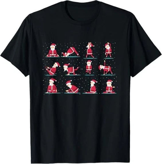 POPULAR! Merry Christmas Yoga Santa Practice Yoga Xmas Meditation T-Shirt S-3XL