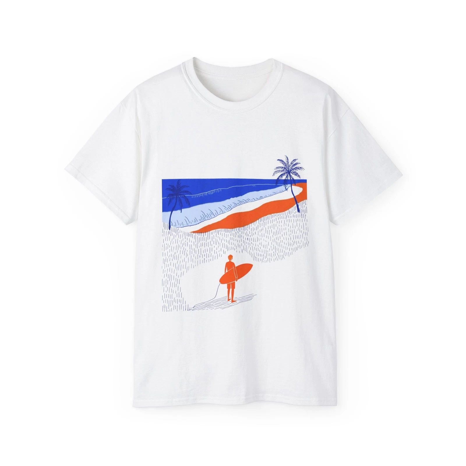 Surfer Silhouette Beach Scene T-Shirt | Retro Wave Surf Graphic