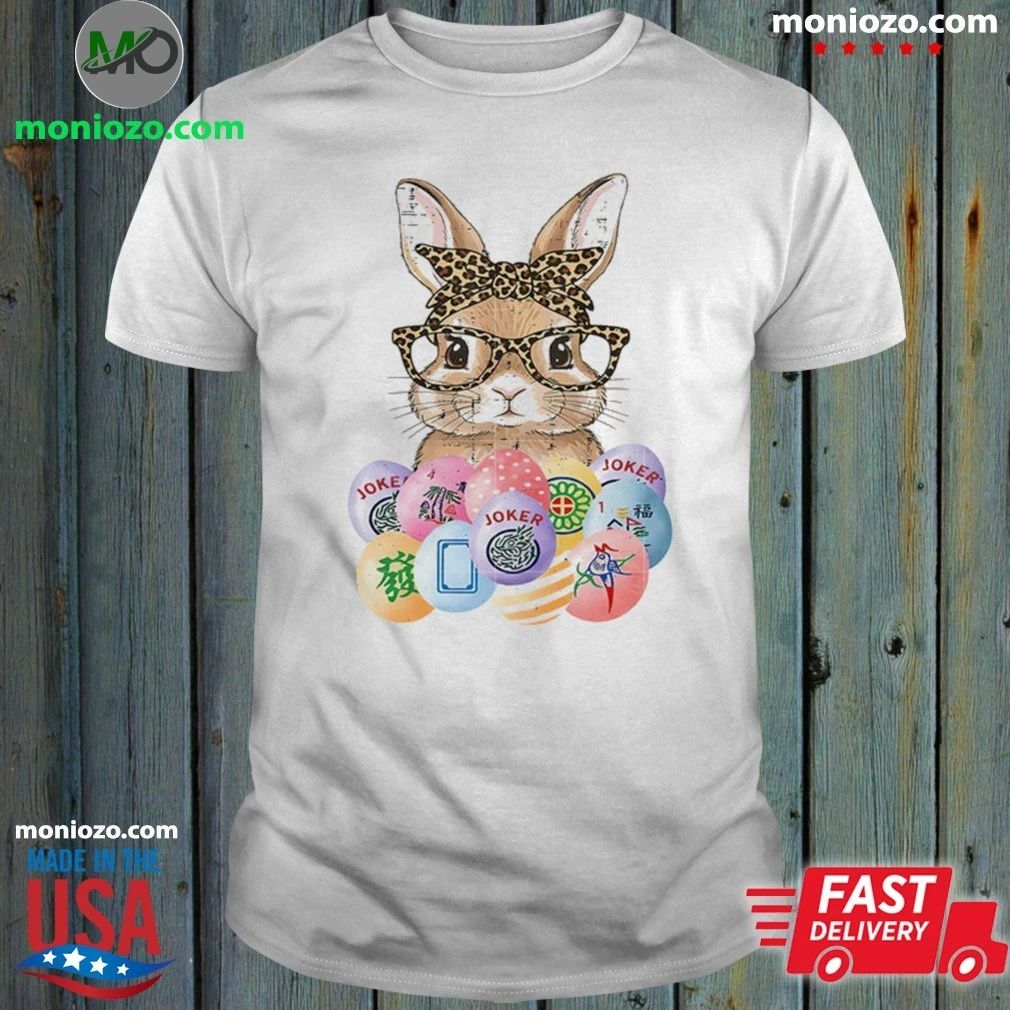 Easter Bunny Glasses Bandana Leopard Rabbit Shirt