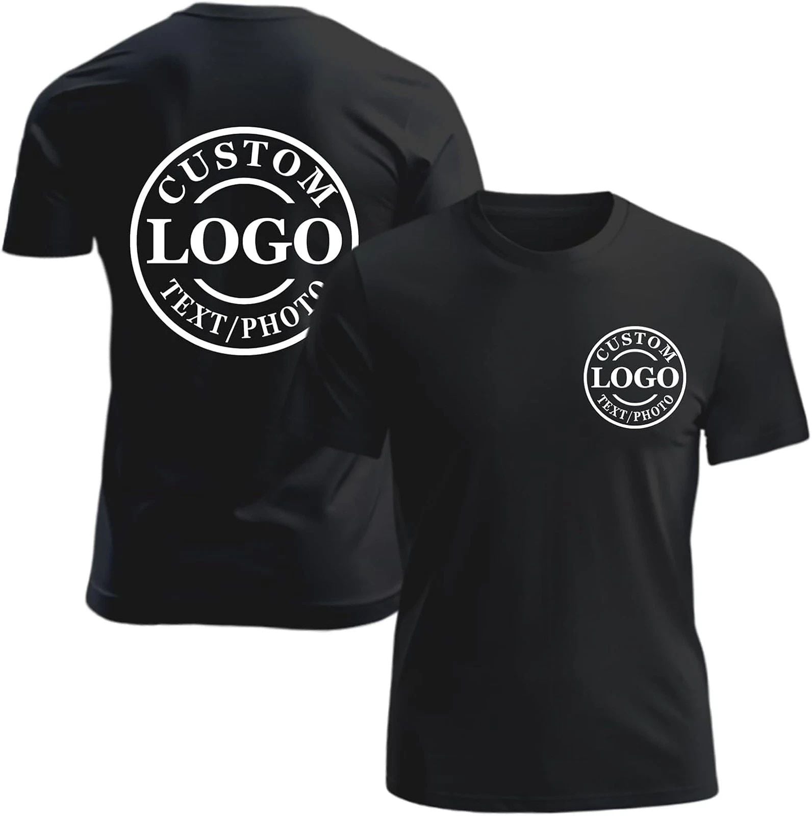 Front and back custom T-shirts with personalized photo,text and logo 100% cotton