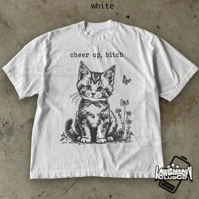 Funny Kitten Humor Tee, Cute Cat Meme T-Shirt, Vintage Sarcastic Kitty Graphic