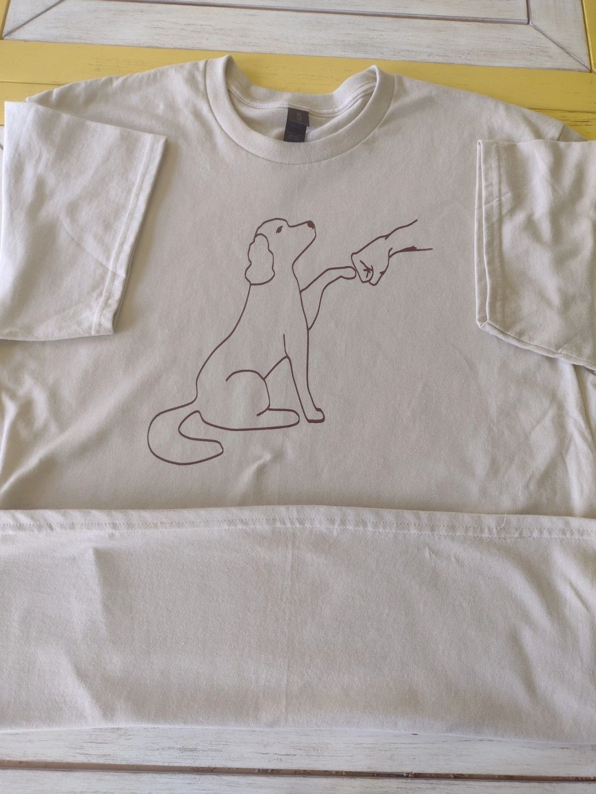 Unisex Custom-made Dog Lover Shirt, Dog giving fist Bump simple and minimalist