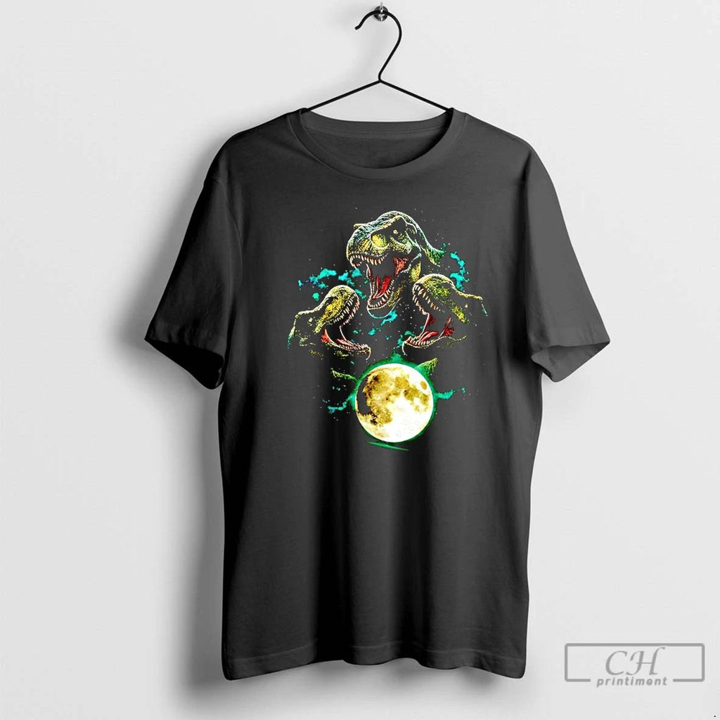 Premium Trex Jurassic Dinosaur Moon T Shirts