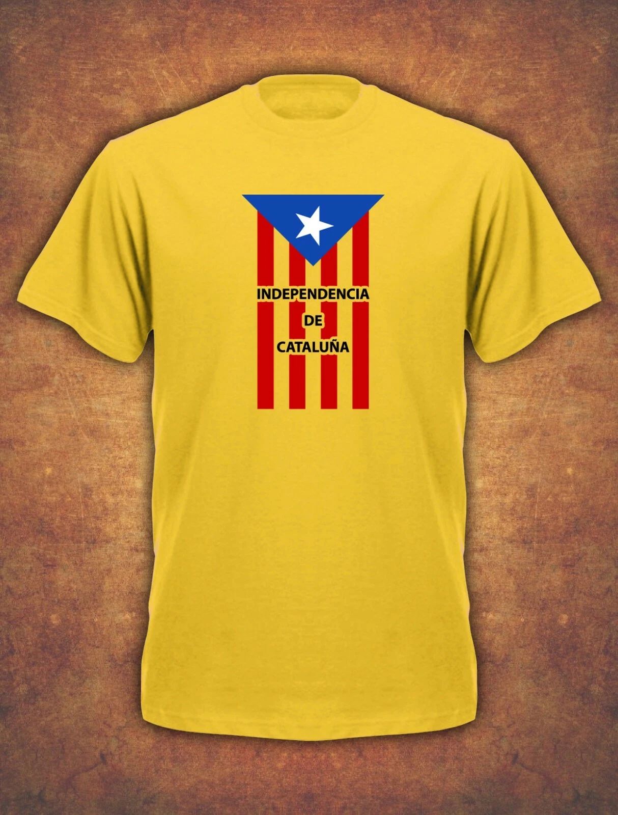 Catalonia Catalan Catalunya Independence Barcelona Espana Mens T-Shirt Yellow