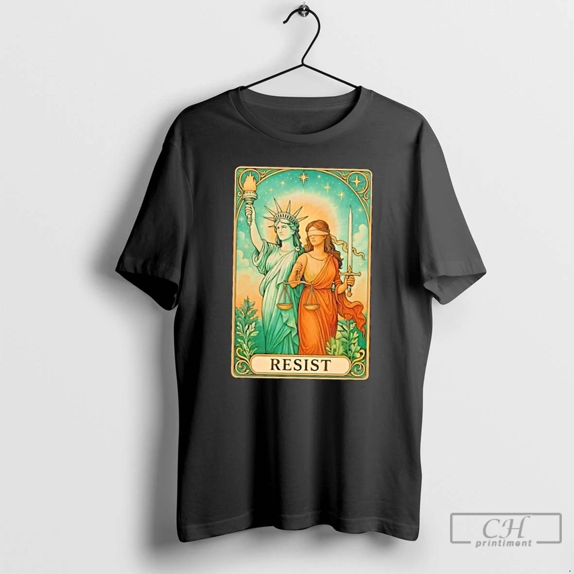 Classic Liberty Of Statue Women Resist Tarot Card T Shirts