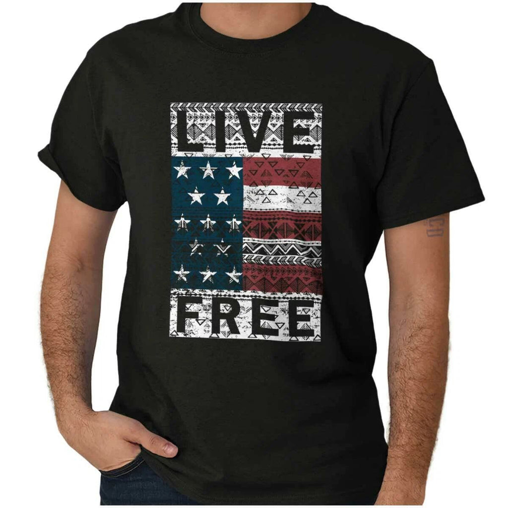 Boho American Pride USA Flag Patriotic Gift Womens or Mens Crewneck T Shirt Tee