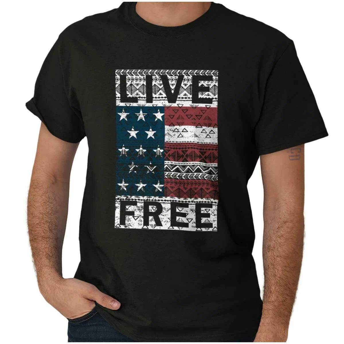 Boho American Pride USA Flag Patriotic Gift Womens or Mens Crewneck T Shirt Tee