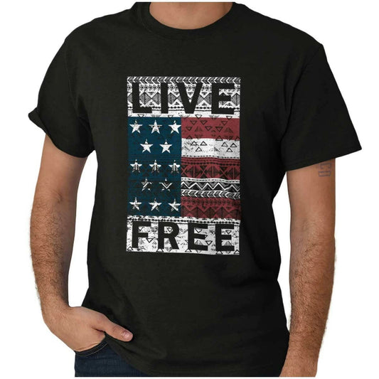 Boho American Pride USA Flag Patriotic Gift Womens or Mens Crewneck T Shirt Tee