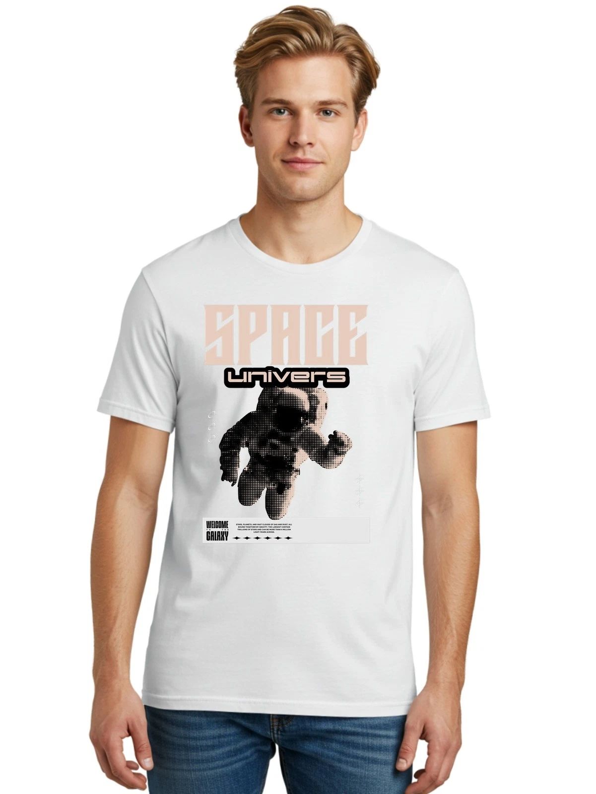 Space-Univers Mens Graphic Tee,100% Cotton,Casual Summer Wear