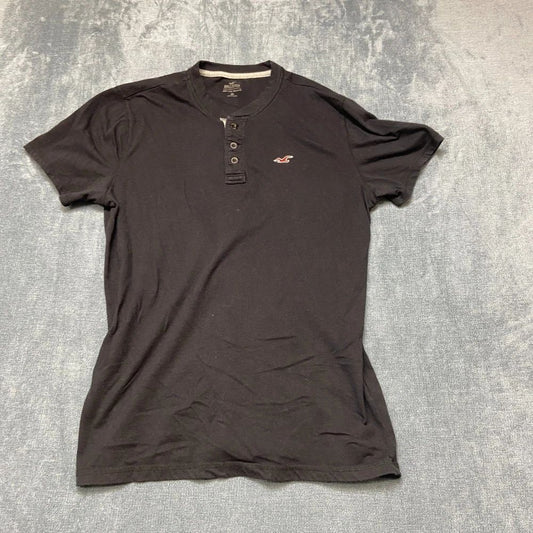 Hollister T-Shirt Mens Medium Black Logo Travel Casual Outdoor Streetwear Tee