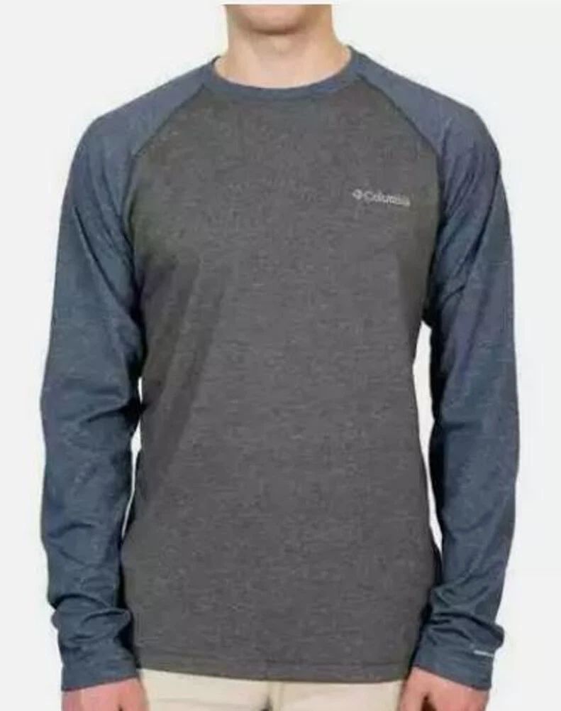 Columbia Men's Long Sleeve Raglan Tee Shark Navy Heather