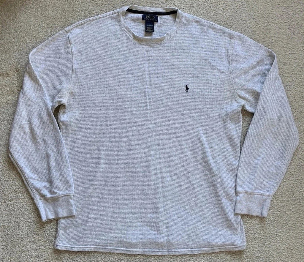 Polo Ralph Lauren Thermal Shirt Mens 2XL Heather Gray Logo Waffle Knit Comfort