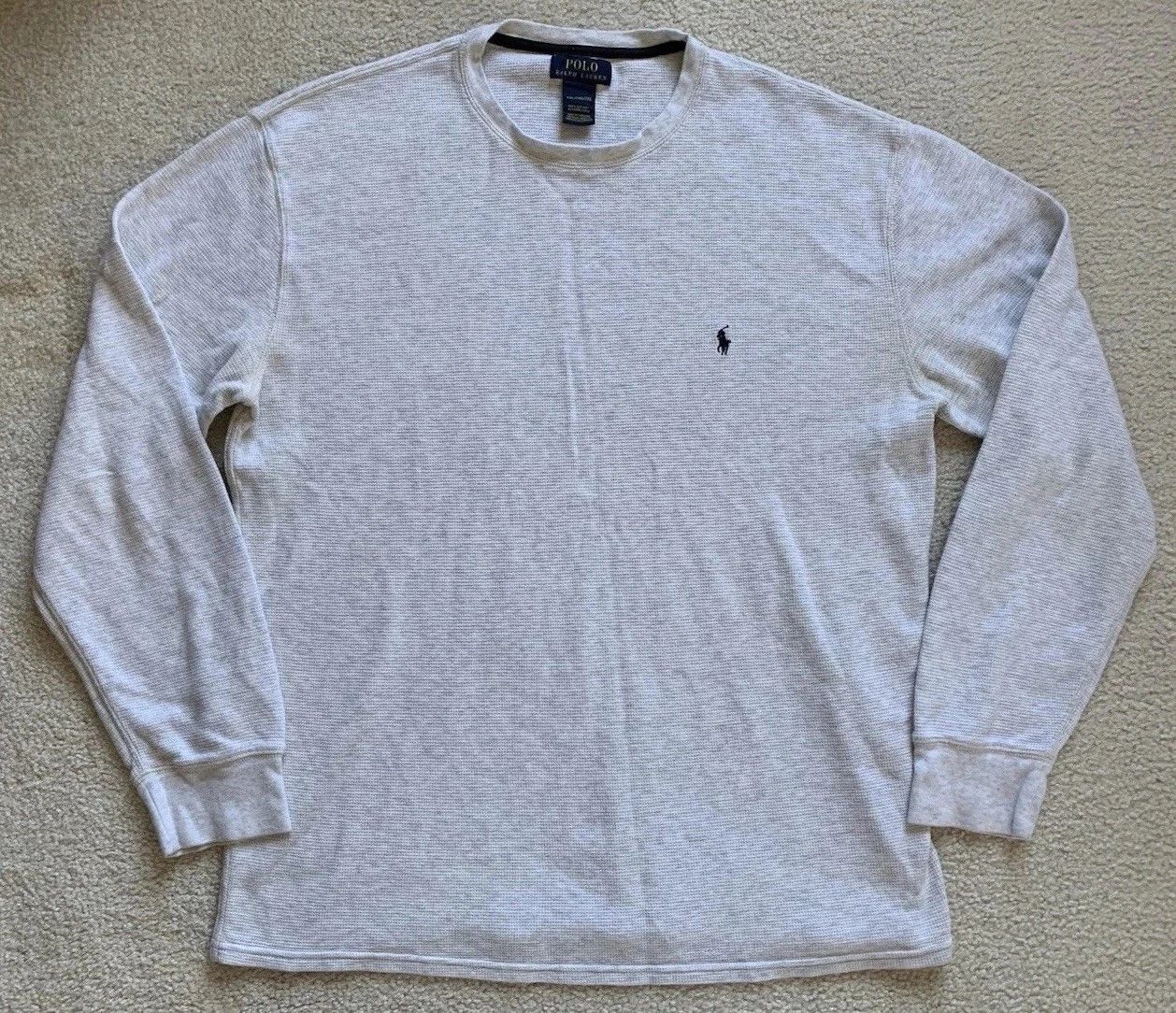 Polo Ralph Lauren Thermal Shirt Mens 2XL Heather Gray Logo Waffle Knit Comfort