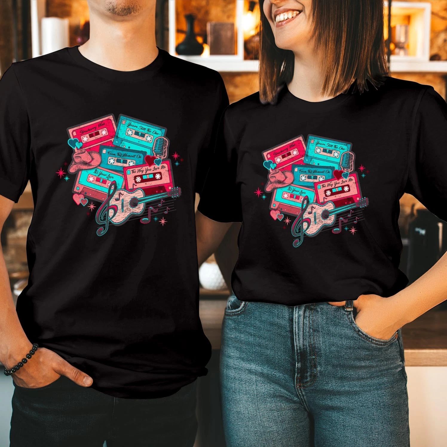 CASSETTE TAPES Music Valentine Day Love Sweet Couple Matching Gift TShirt T-1587