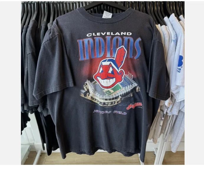 Retro Cleveland Indians baseball short sleeve black color shirt KV30732