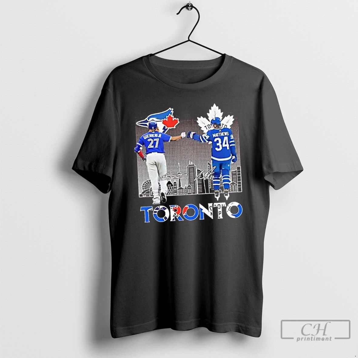 Classic Toronto Sports Players Guerrero Jr And Matthews Fist Pump Skyline T Shirts Hoodie Longsleeve