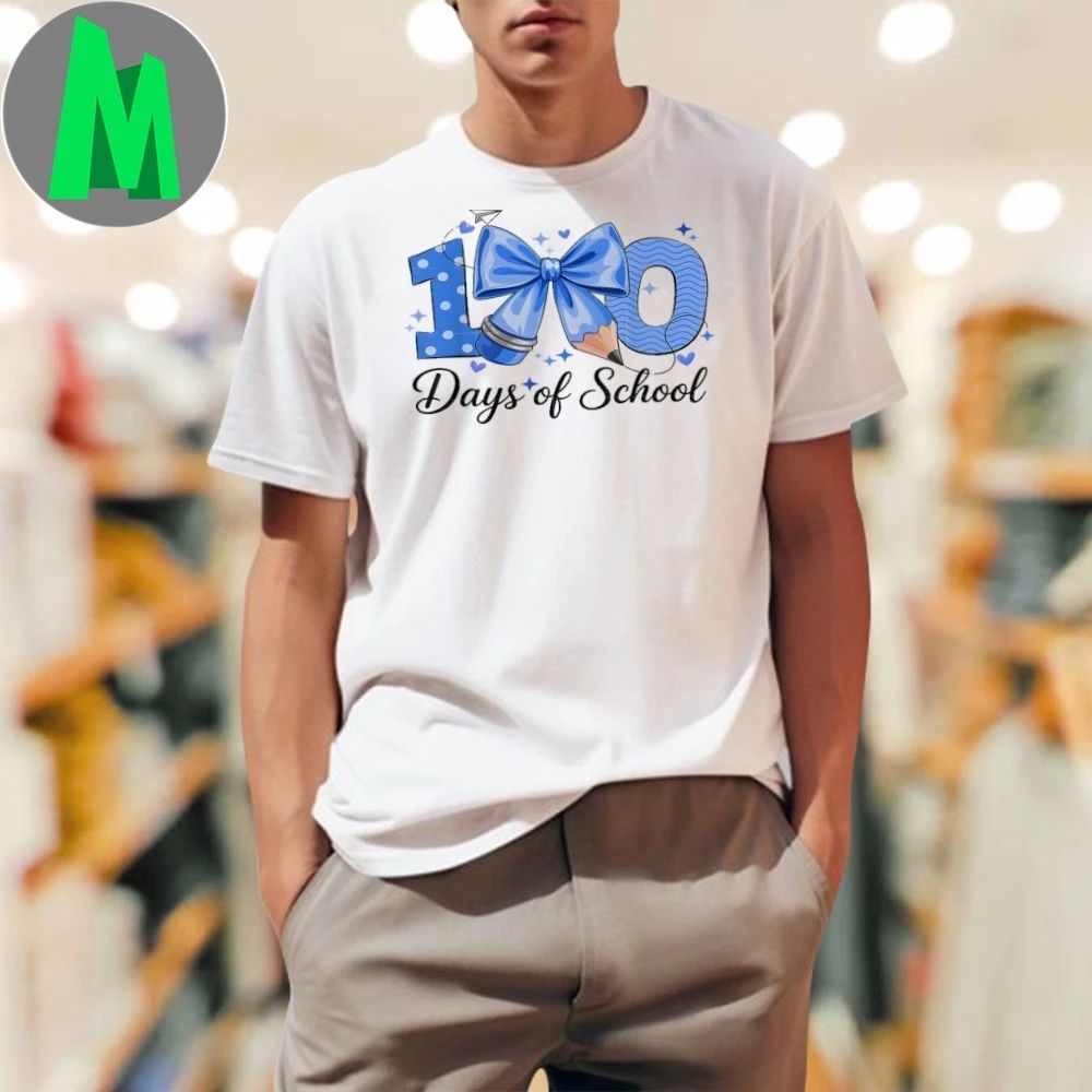 Original 100 Days Of School Coquette Bow 100th Day Of School Boys T-Shirt