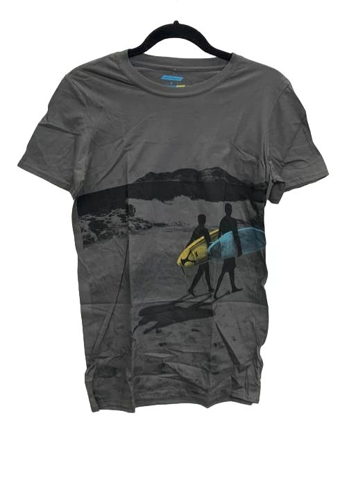 Oxide Men's Surfing Silhouette Crew Neck Short Sleeve T-Shirt, Gray, Small