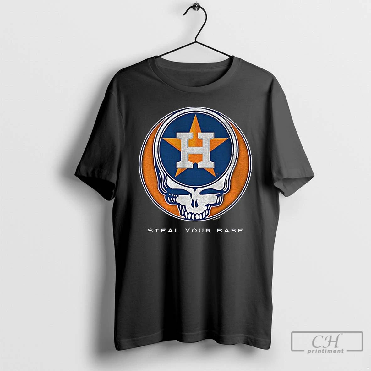Classic Houston Astros Steal Your Base Grateful Dead Skull Mlb T Shirts