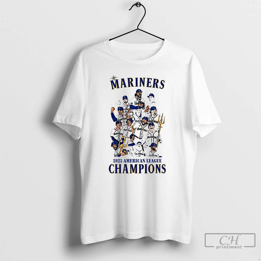Classic Seattle Mariners 2025 American League Champions Caricature T Shirts
