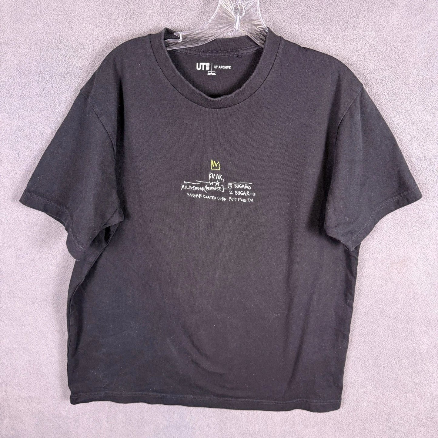 Uniqlo x Jean Michel Basquiat Shirt Mens Large Black Crew Neck Short Sleeve