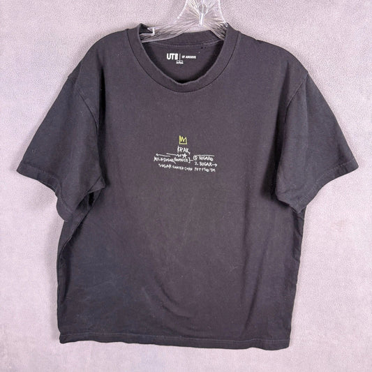 Uniqlo x Jean Michel Basquiat Shirt Mens Large Black Crew Neck Short Sleeve