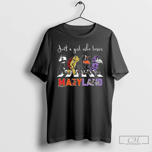 Classic Just A Girl Who Loves Mascot Maryland City Sports All Team 2025 Long Sleve