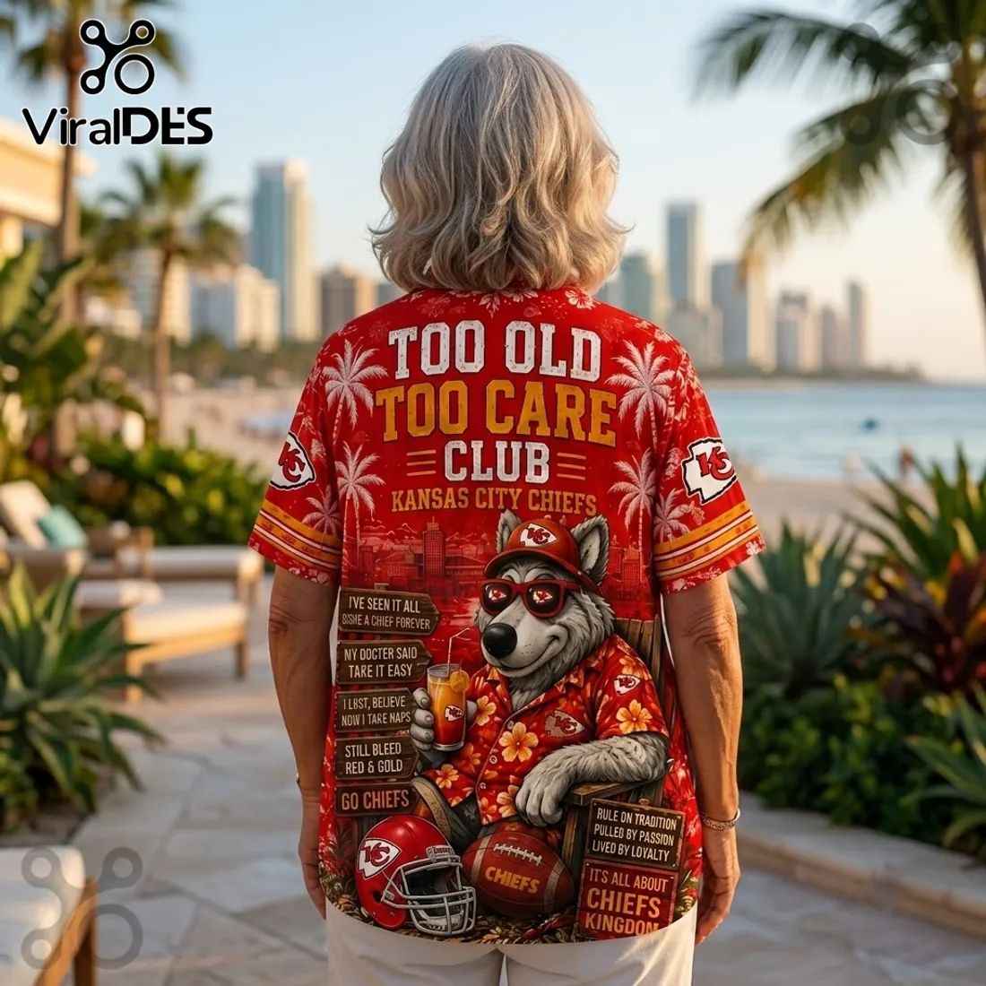 Kansas City Chiefs Mascot Red Tropical Hawaiian Shirt