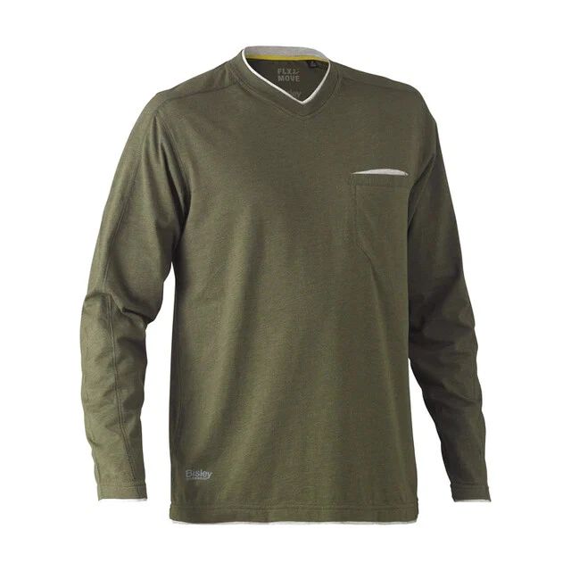 Bisley Workwear V-Neck T-shirt Long Sleeve