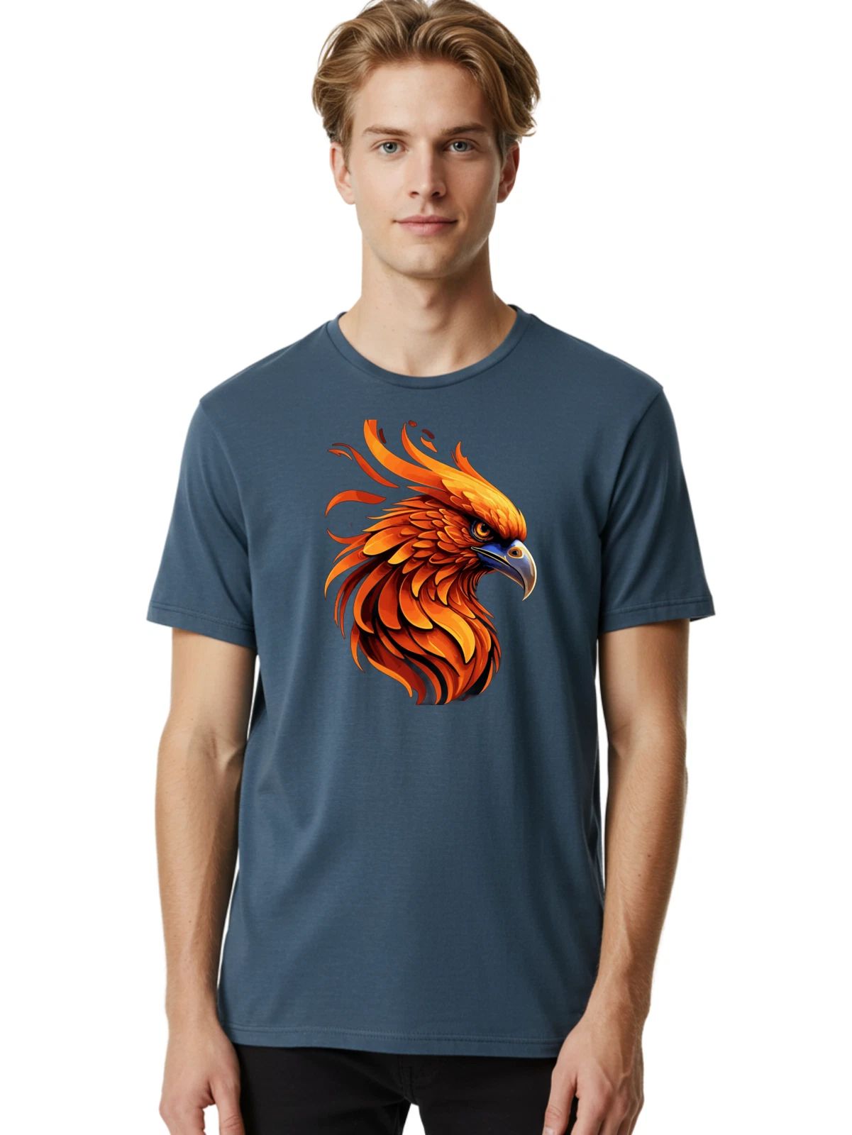 Phoenix-Head Mens Graphic Tee, 100% Cotton, Casual Summer Wear