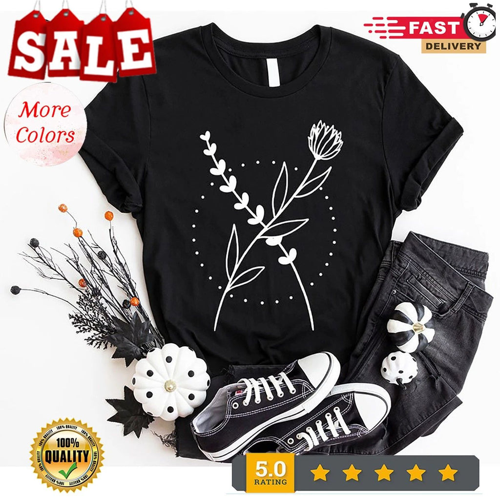 Minimalist Shirts, Floral Design Tshirt, Aesthetic Tshirts, Botanical Gifts, ...
