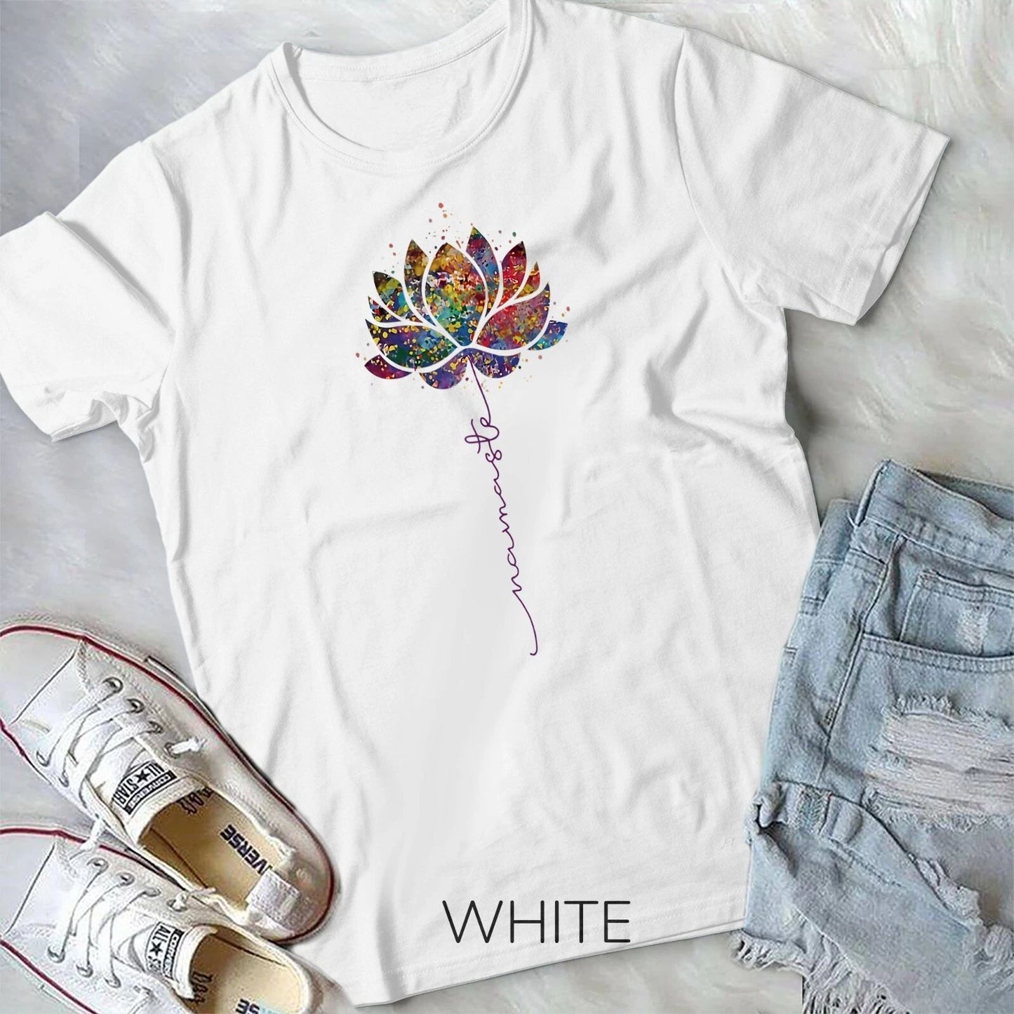 Lotus Flower Namaste Yoga Watercolor Meditation Zen Bohemia Unisex T-shirt