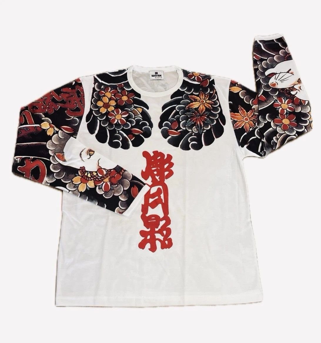 WORK By Exsek Tattoo Art Long Sleeve Size Large Japanese Style Dragon/floral