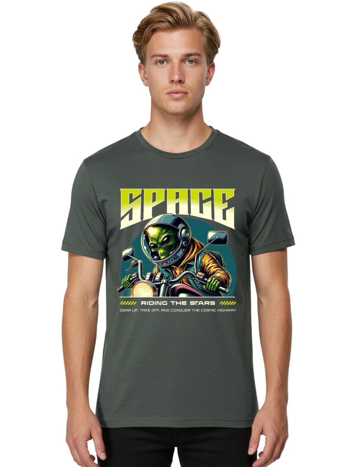 Space Mens Graphic Tee,100% Cotton,Casual Summer Wear
