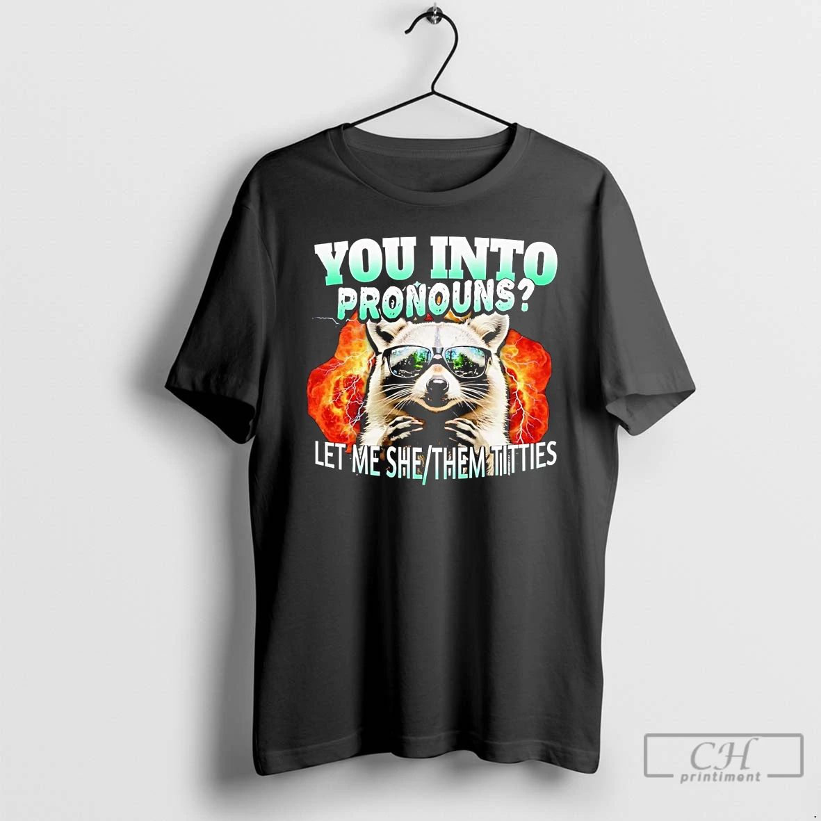 Premium Raccoon You Into Pronouns Let Me She Them Titties T Shirts