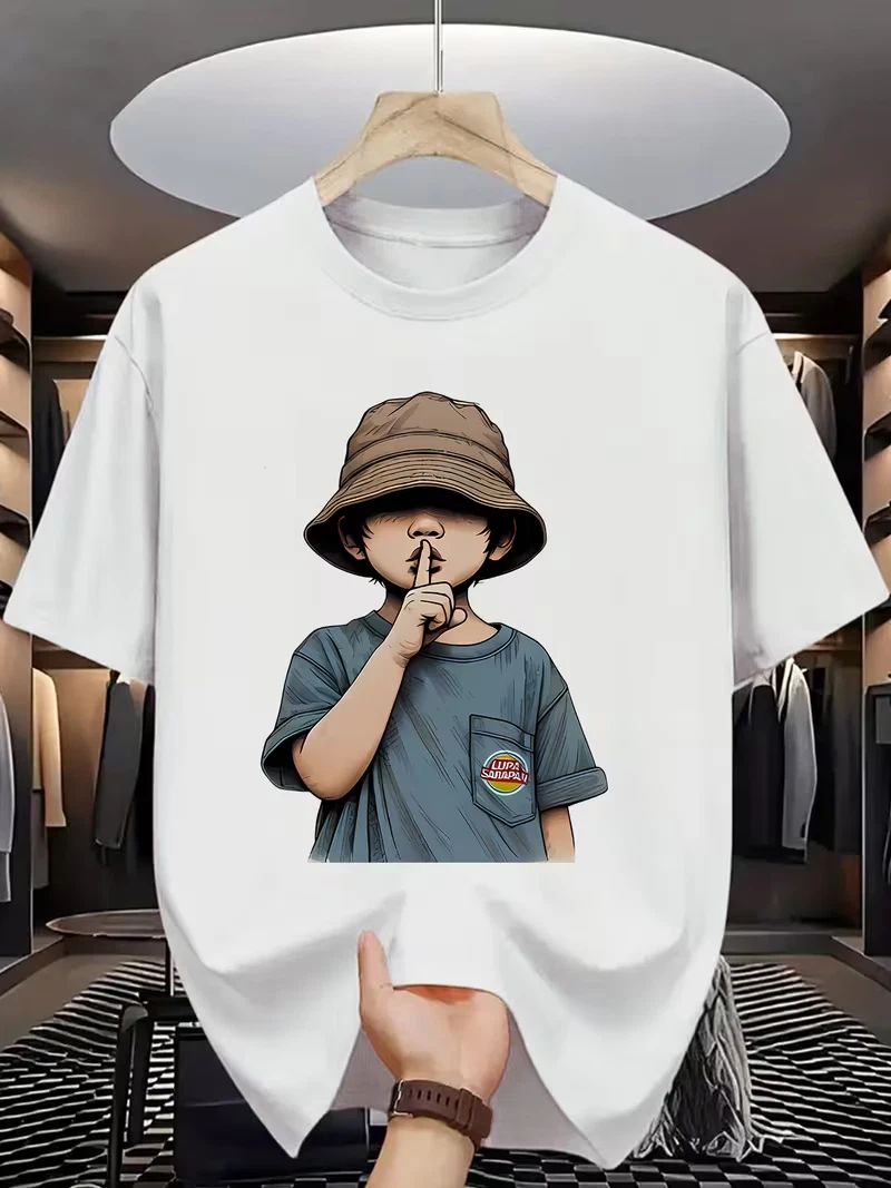 Men’s Cartoon Portrait T-Shirt | Colorful Crew Neck Short Sleeve Summer Tee