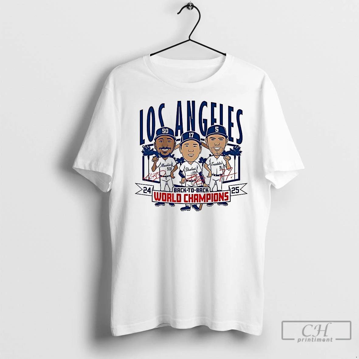 Classic Los Angeles Baseball Back To Back World Champs 2025 Caricatures Signature