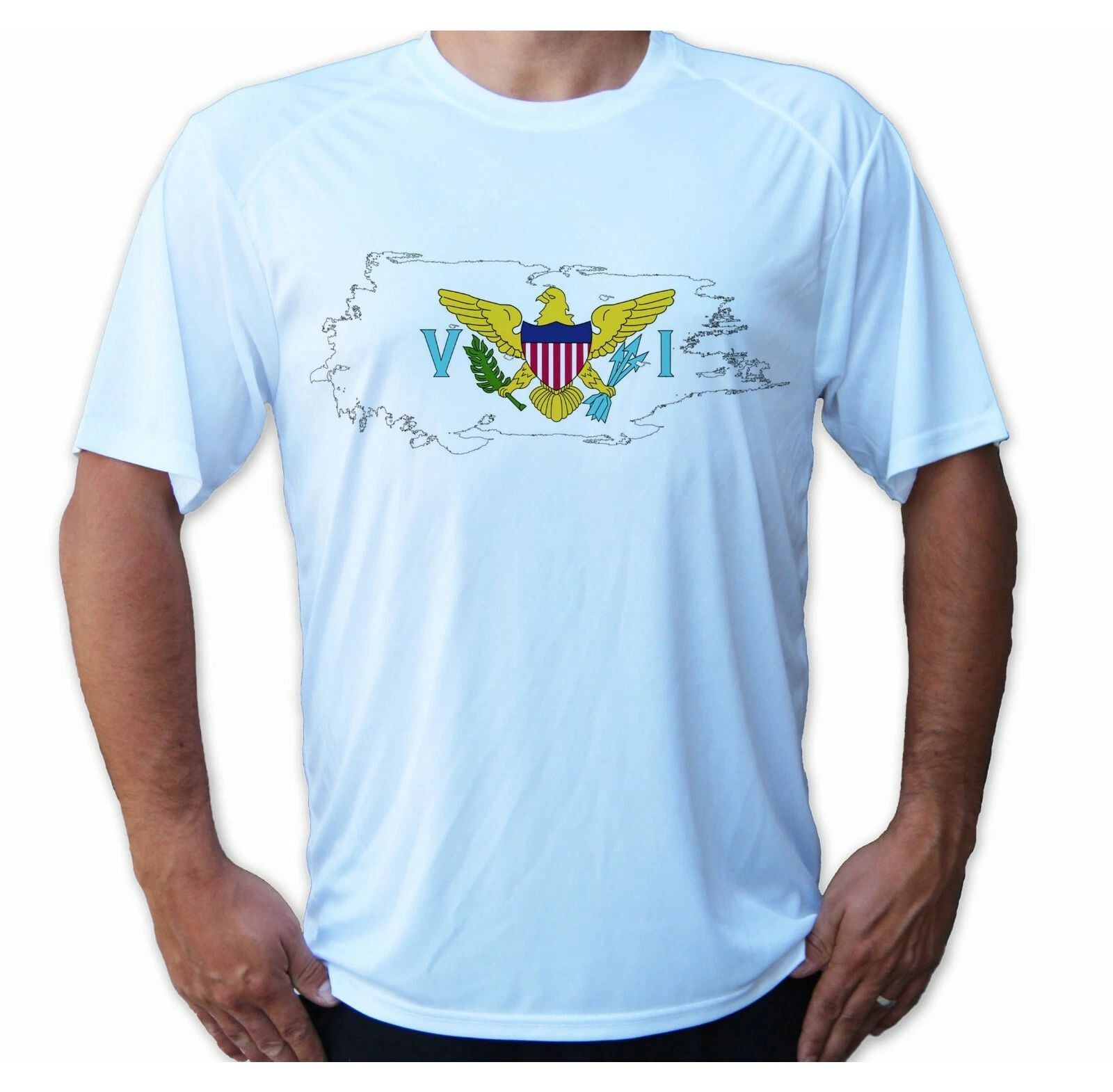 US Virgin Islands Flag Sport Boat UPF 50 T-Shirt Sun UV Protection Fishing Water
