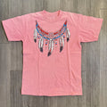 Feather Necklace Shirt Mens Small Pink Graphic Tee T-Shirt Southwestern Boho