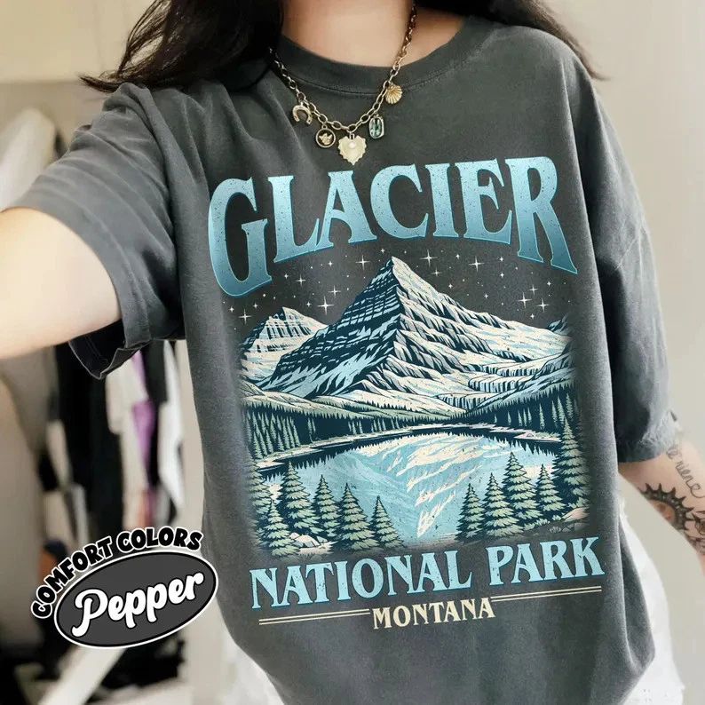 Glacier National Park Comfort Tee Shirt Travel Souvenir Gift Soft