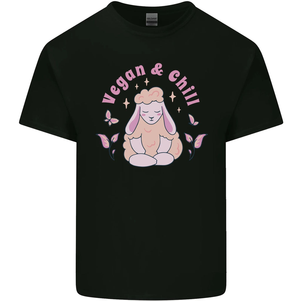 Vegan & Chill Meditation Yoga Spiritual Mens Light Cotton T-Shirt