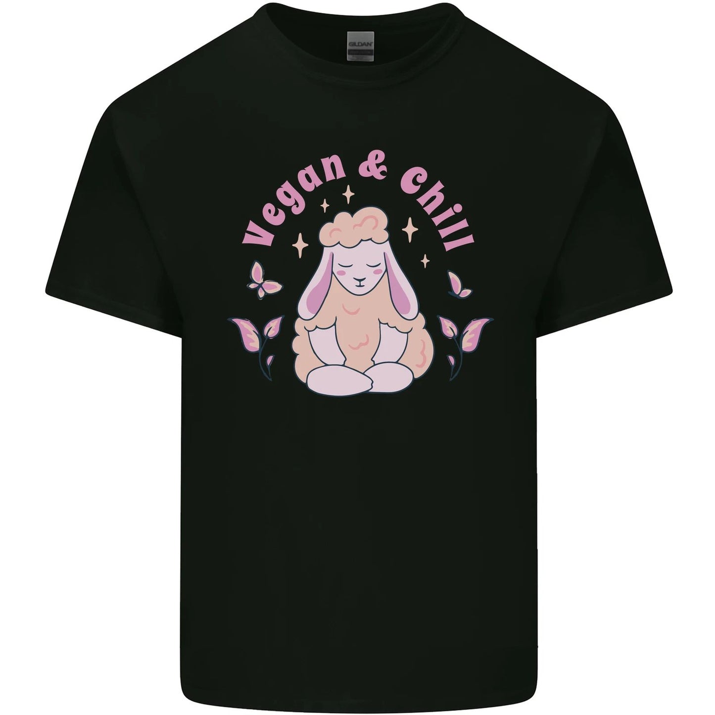 Vegan & Chill Meditation Yoga Spiritual Mens Light Cotton T-Shirt